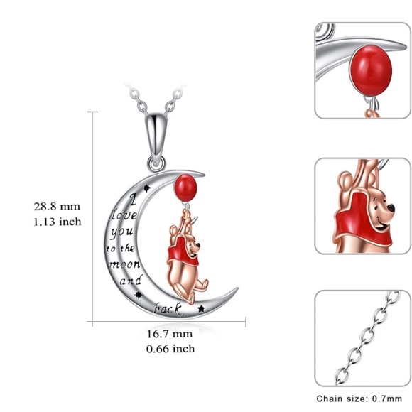 Winnie the Pooh Red Balloon I Love You to the Moon and Back Necklace - Picture 6 of 6